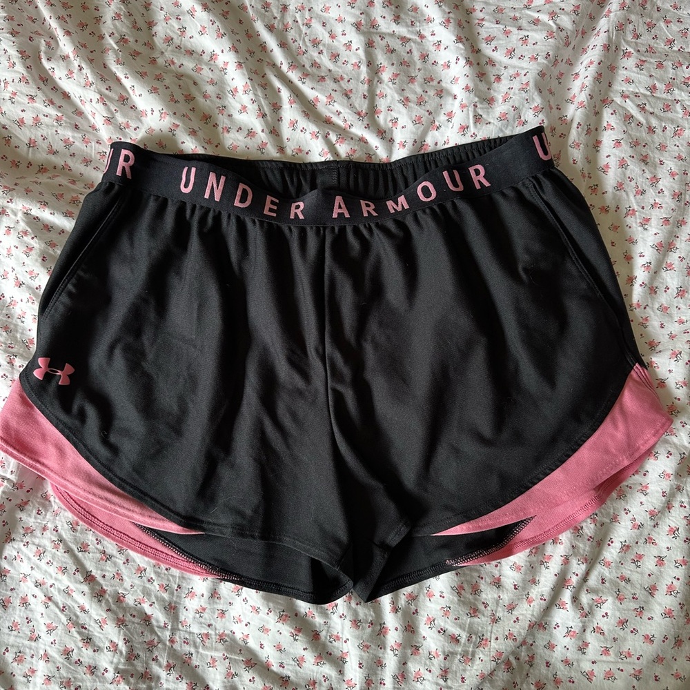 Under Armour Black and Pink Athletic Shorts Lightweight Performance